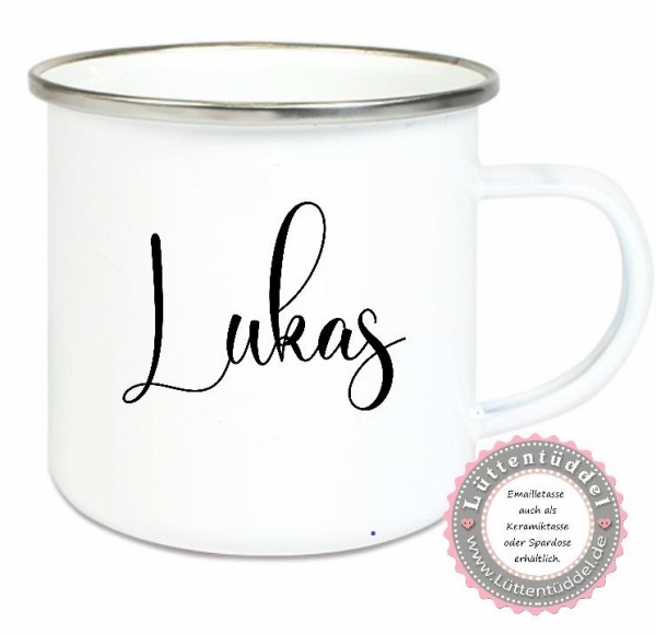 ♥ Becher Tasse Emaillebecher personalisiert Name Wunschname, Einschulung KITA Dankeschön, Muttertag, Vatertag Abschied, Jubiläum, Geschenk, von Lüttentüddel